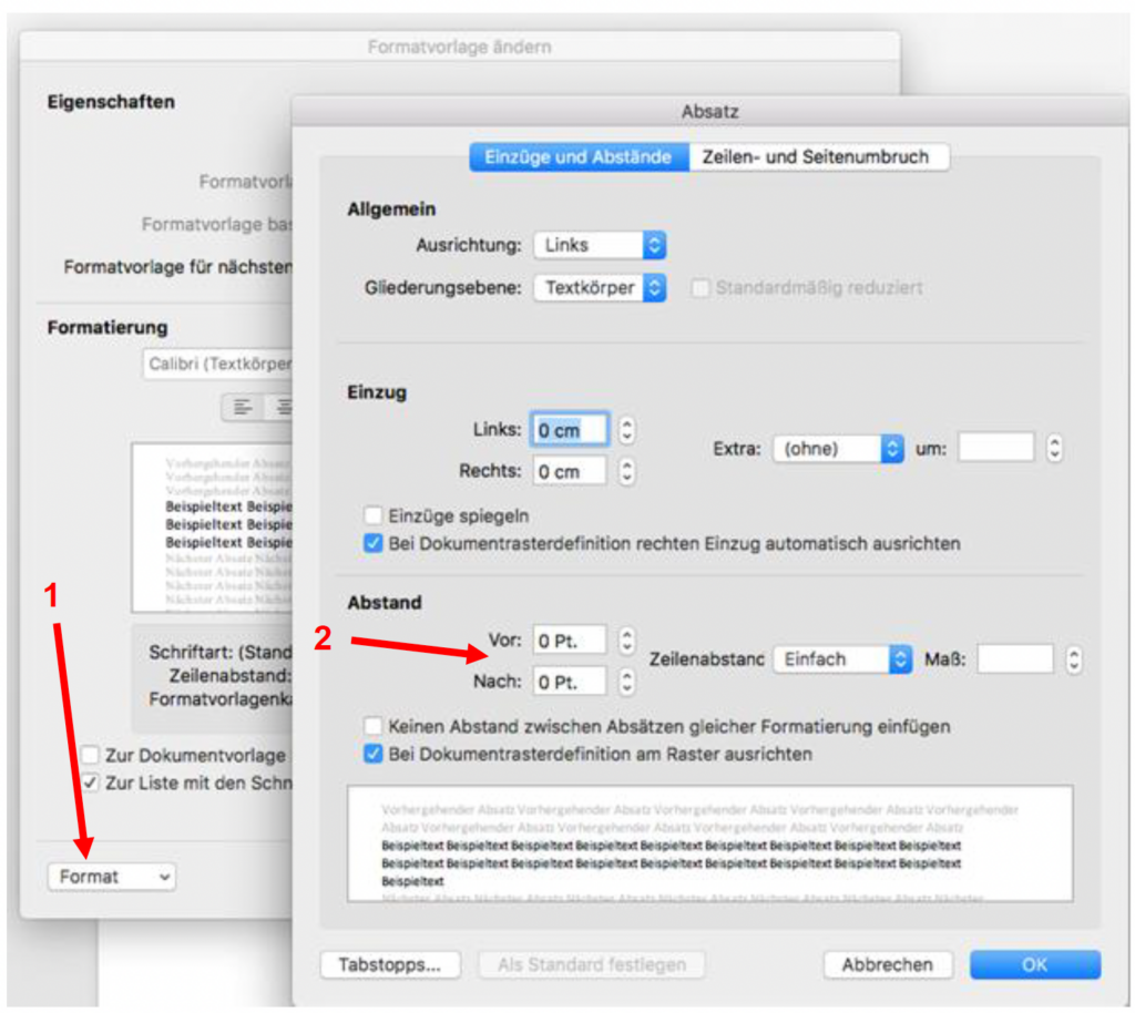 Schermata di MS Word che mostra le impostazioni di formattazione per i rientri e la spaziatura.