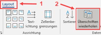 Schermata di MS Word che mostra la ripetizione delle intestazioni in una tabella.