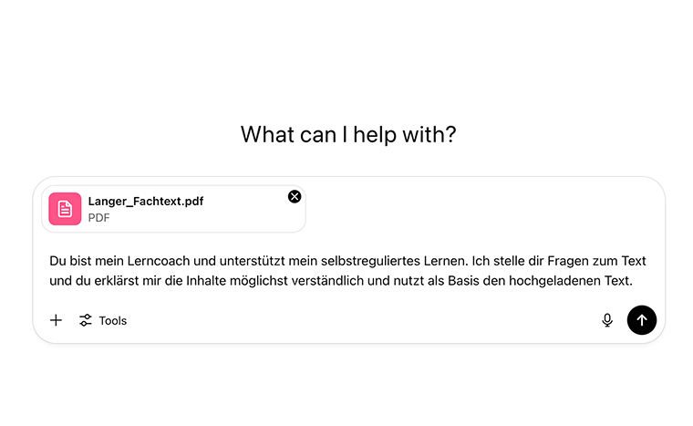 Screenshot aus ChatGPT: Prompt Lerncoach