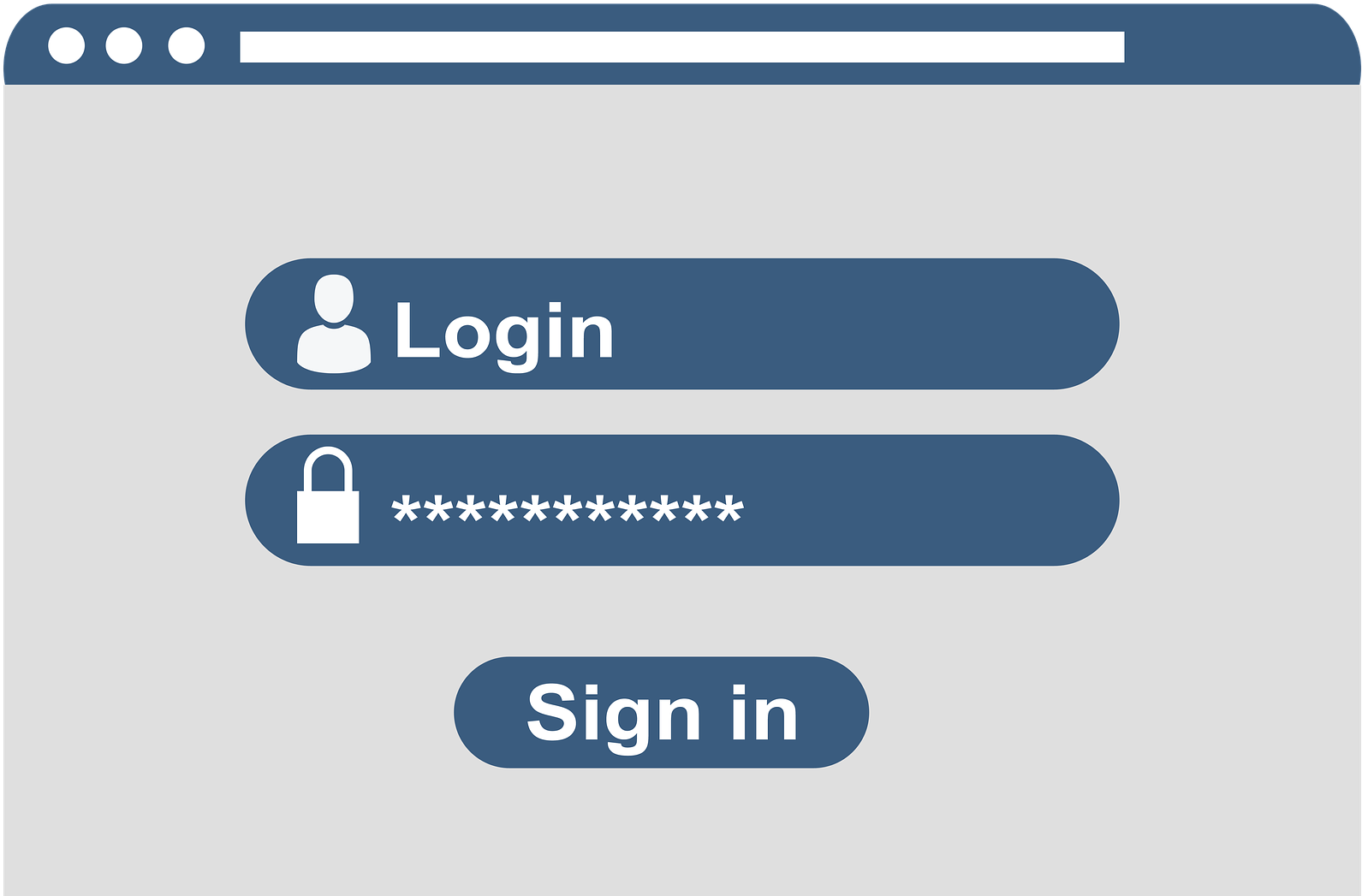 Loginseite mit Username und Passwort und darunter Sign-in-Button