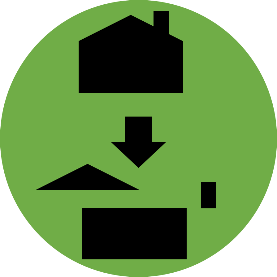 Symbolbild Modularisierung: Ein Haus (symbolisiert ein grösseres Problem) wird in seine geometrischen Einzelteile (symbolisch für Teilprobleme) zerlegt.