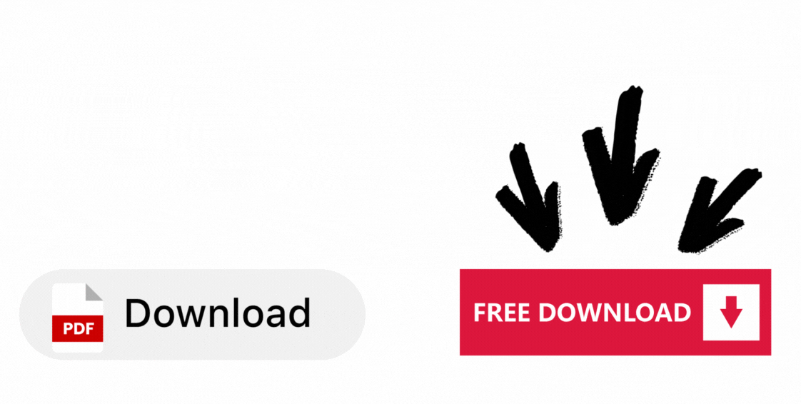 Links ist ein dezenter grauer Button mit einem kleinen PDF-Symbol und dem Text „Download“. Die Gestaltung wirkt zurückhaltend, sachlich und vertrauenswürdig – so, wie man es von seriösen Webseiten kennt.
Rechts dagegen befindet sich ein auffällig roter Button mit der weißen Aufschrift „FREE DOWNLOAD“ in Großbuchstaben. Drei schwarze, animierte Pfeile zeigen auf den Button. Die Gestaltung erinnert an klassische Spam-Anzeigen oder Werbung auf fragwürdigen Webseiten – schrill, drängend und auffordernd.
