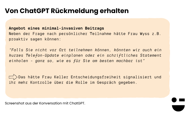 Von ChatGPT Rückmeldung erhalten zu Rollenspiel