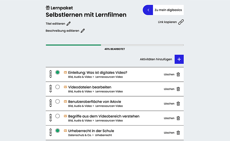digibasics individuelle Lernpakete zusammenstellen